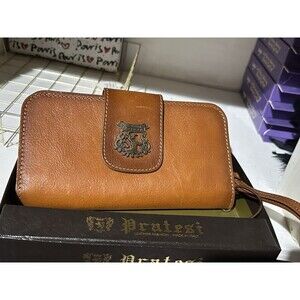 Pratesi Firenze Italian Leather Women's Clutch Wristlet Hand Bag Brown Nwt